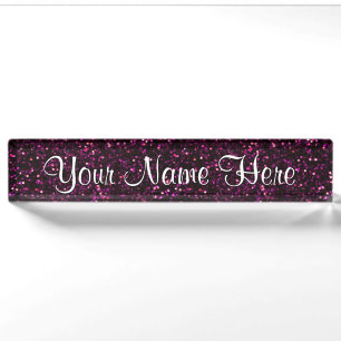 Dark Pink Posh Glitter Nameplate