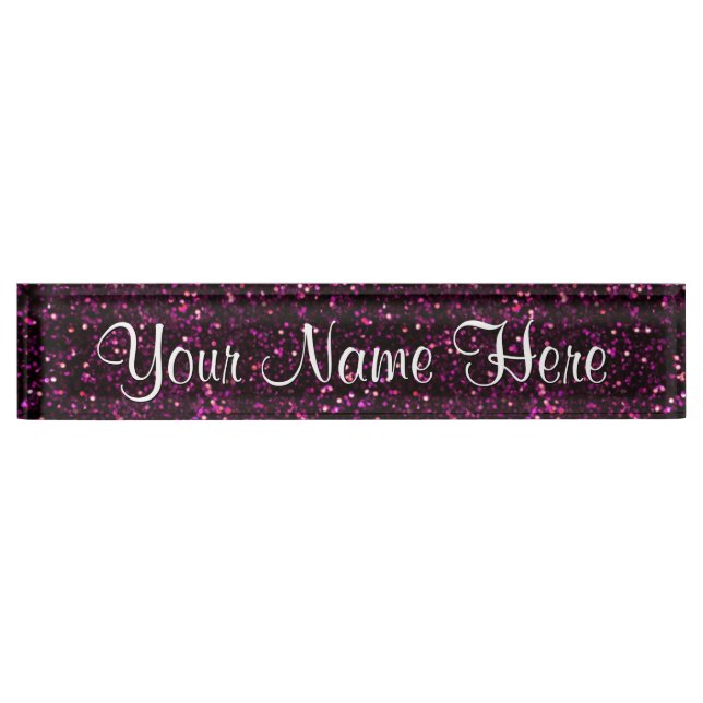 Dark Pink Posh Glitter Nameplate (Front)