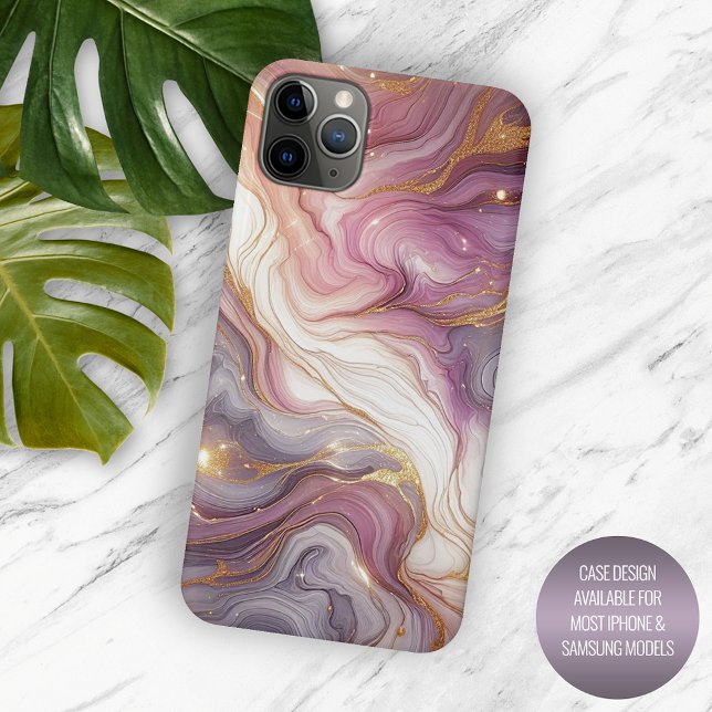 Dark Pink Purple Gold White Marble Art Pattern Case-Mate iPhone Case (Creator Uploaded)
