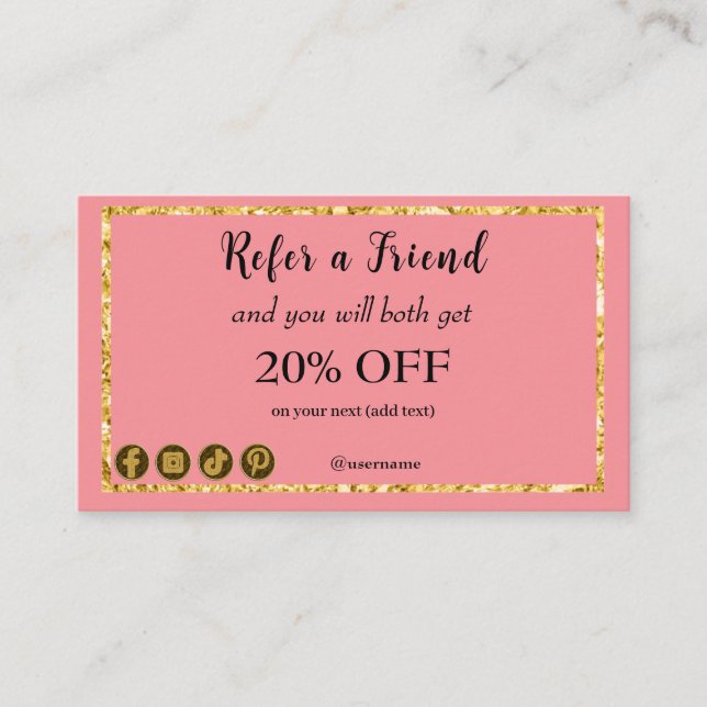 Dark Pink & QR Code, Refer a Friend Referral Card (Front)