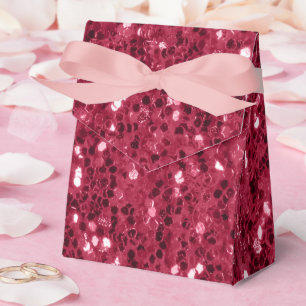 Dark pink red magenta faux sparkles glitters favor box