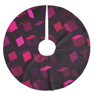 Dark Pink Rhombus: Gradient Abstract decor Brushed Polyester Tree Skirt