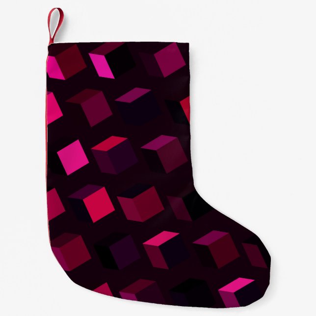 Dark Pink Rhombus: Gradient Abstract decor Small Christmas Stocking (Front)