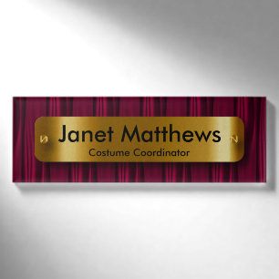 Dark Pink Satin Ribbon with Gold Label Plate