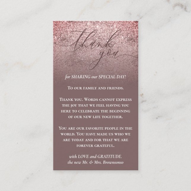 Dark Pink Script Custom Photo Thank You Enclosure Card (Front)