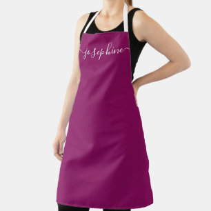 Dark Pink Simple Chic Elegant script Name Apron