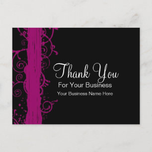 Dark Pink Swirls :: Business Postcard Template