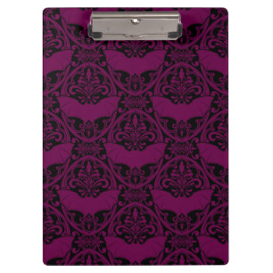 Dark Pink Vampire Bat Pattern Gothic Clipboard