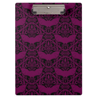 Dark Pink Vampire Bat Pattern Gothic Clipboard