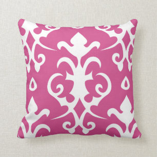 Dark Pink Vintage Pattern Damask Pillow