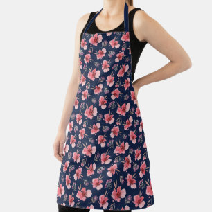 Dark Pink Watercolor Pattern Apron