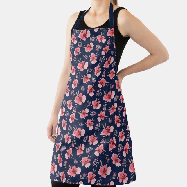 Dark Pink Watercolor Pattern Apron (Insitu)