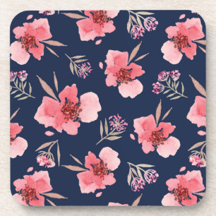 Dark Pink Watercolor Pattern Coaster