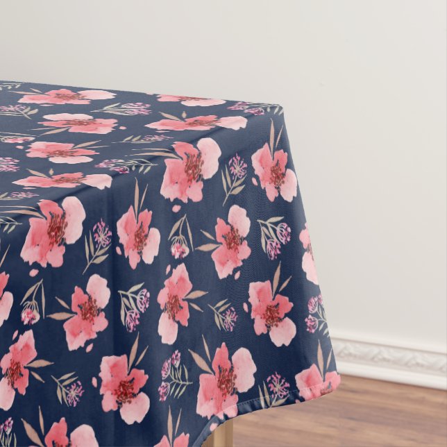 Dark Pink Watercolor Pattern Tablecloth (In Situ)