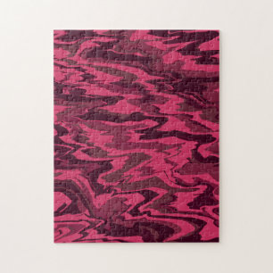 Dark Pink Wavy Liquid Pattern Jigsaw Puzzle