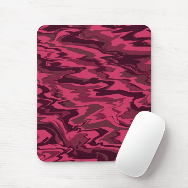 Dark Pink Wavy Liquid Pattern Mouse Pad (With Mouse)