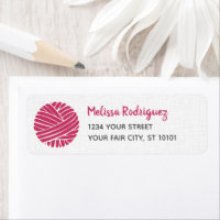 Dark Pink Yarn Ball Return Address Labels