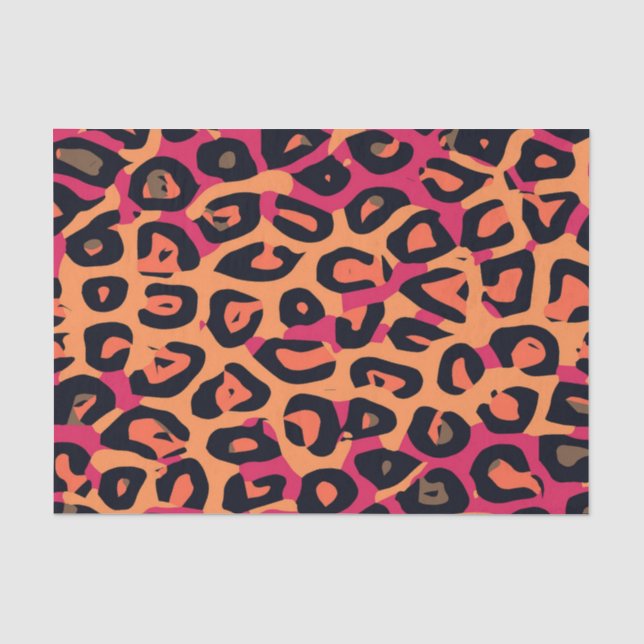 Dark Pink Yellow Orange Cheetah Abstract Tissue Paper (Front)