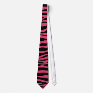Dark Pink Zebra Stripes Animal Print Tie