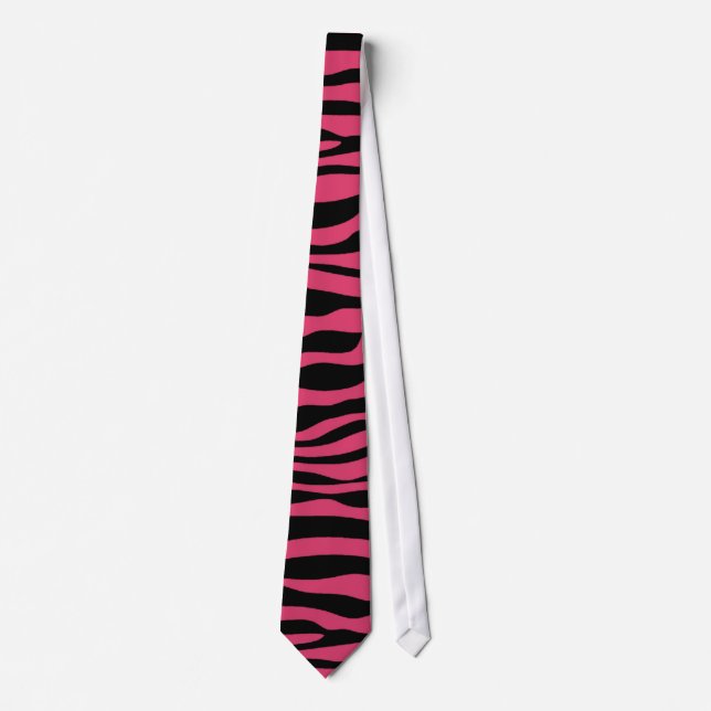 Dark Pink Zebra Stripes Animal Print Tie (Front)