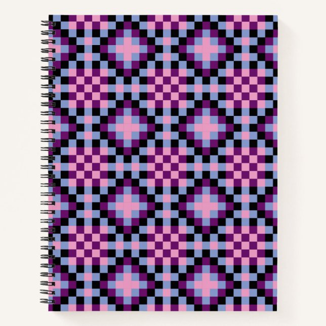 Dark Pixel Pattern Notebook (Front)