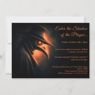 Dark Plague Doctor Halloween Costume Party Invitat Invitation