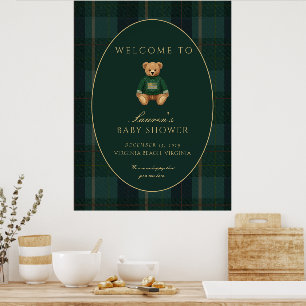 Dark Plaid Lauren Inspired Baby Shower Welcome  Poster