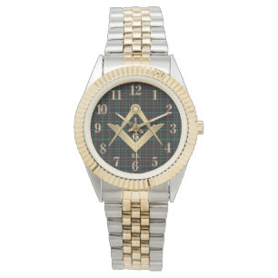 Dark Plaid Masonic Monogrammed   Watch