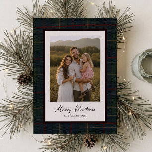 Dark Plaid Photo Christmas Card