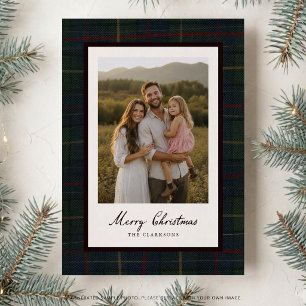 Dark Plaid Photo Christmas Card