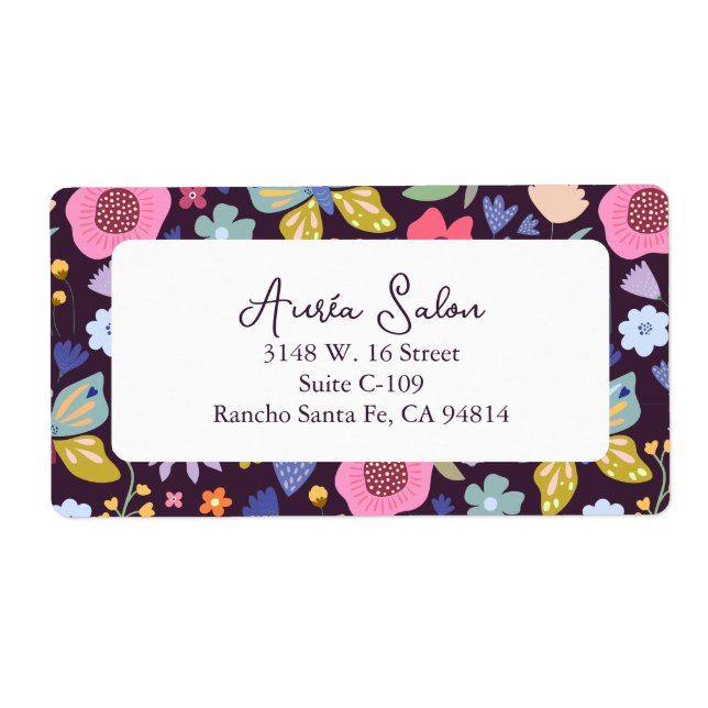 Dark Plum and Florals Business Shipping Label (Devant)