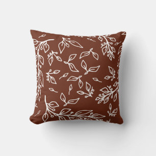 Dark Plum Brown Floral Throw Pillow