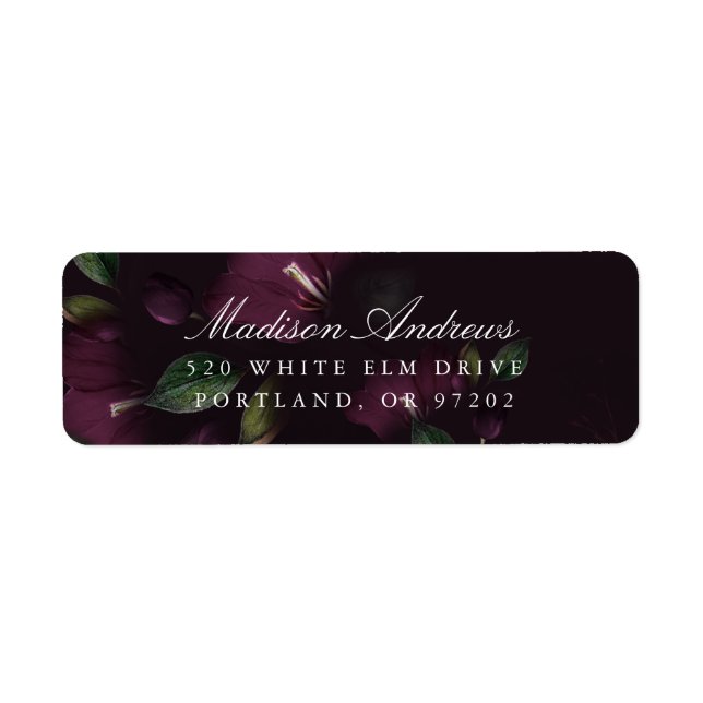 Dark Plum Floral | Personalized Return Address (Front)