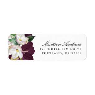 Dark Plum Floral   Personalized Return Address