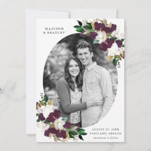 Dark Plum Floral   Photo Save The Date