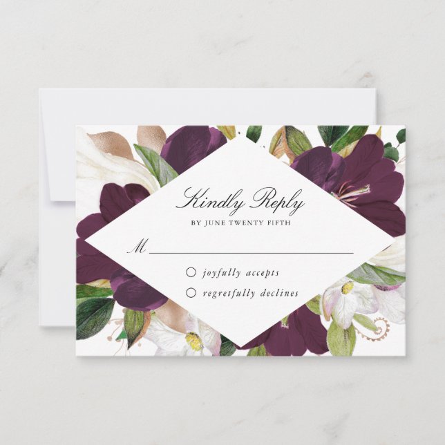 Dark Plum Floral | RSVP Card (Front)
