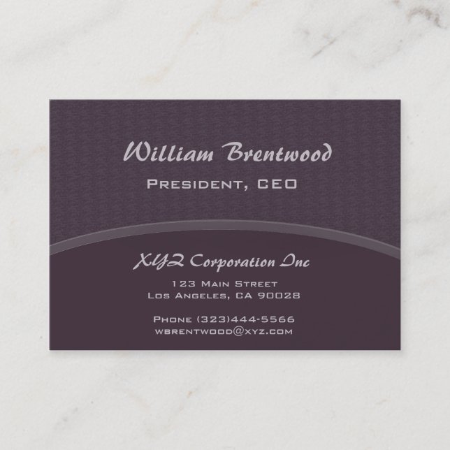 Dark plum purple curve business card (Front)