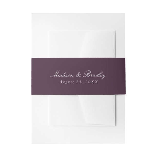 Dark Plum Purple | Wedding Invitation Belly Band (Front Example)