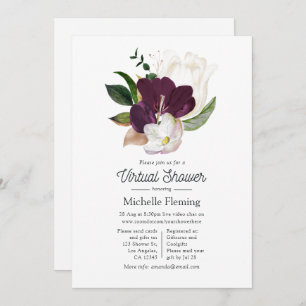 Dark Plum Velvet and White Spring Virtual Shower Invitation