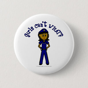 Dark Police Officer Girl 2 Inch Round Button