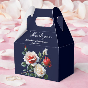 Dark Pretty pink white red roses floral wedding  Favor Box