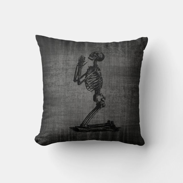Dark Preying Skeleton Gothic Pillow (Front)