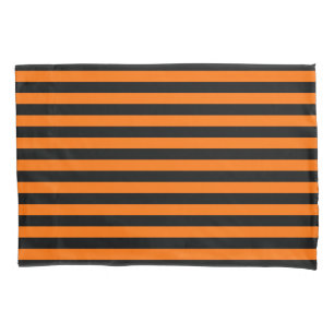 Dark Pumpkin Orange and Black Horizontal Witch Str Pillowcase