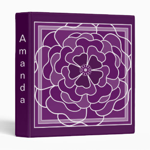 Dark purple abstract flower pattern binder