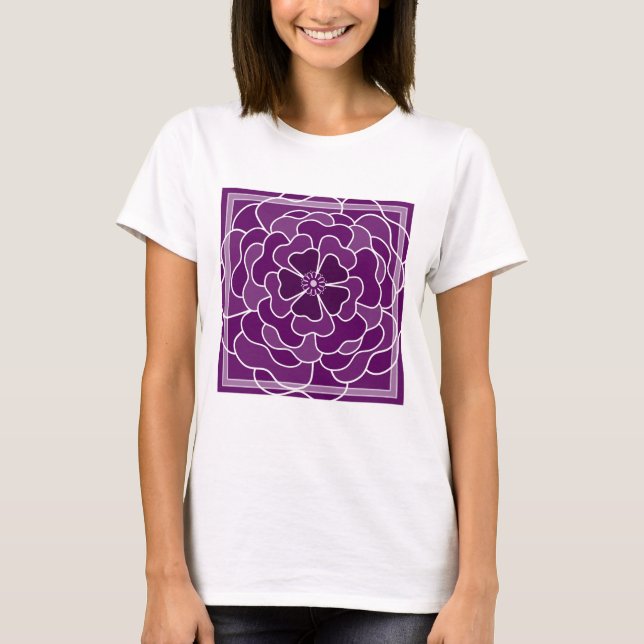 Dark purple abstract flower pattern T-Shirt (Front)