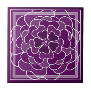 Dark purple abstract flower pattern tile