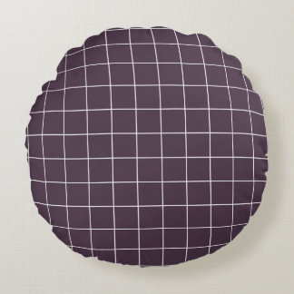 Dark purple aesthetic background grid pattern round pillow