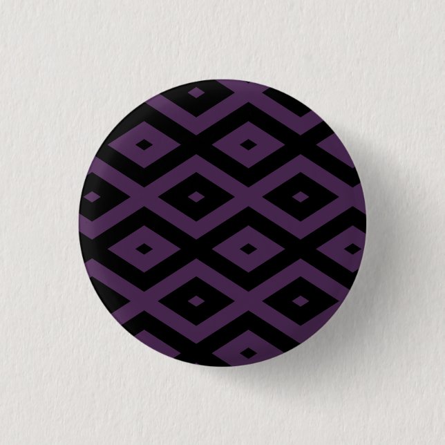 Dark purple and black diamond pattern 1 inch round button (Front)