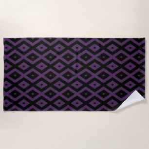 Dark purple and black diamond pattern beach towel