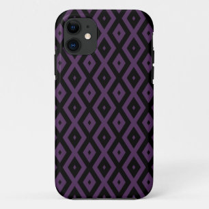 Dark purple and black diamond pattern iPhone 11 case